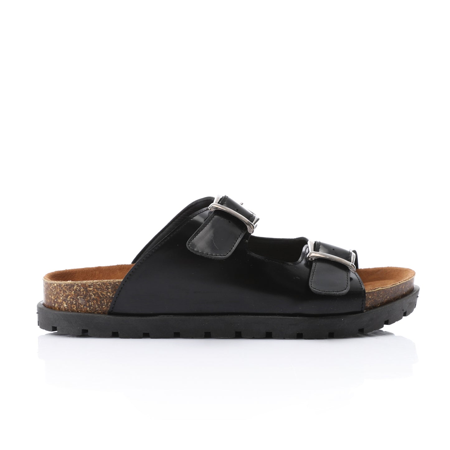Shinny Black Birko Sandal