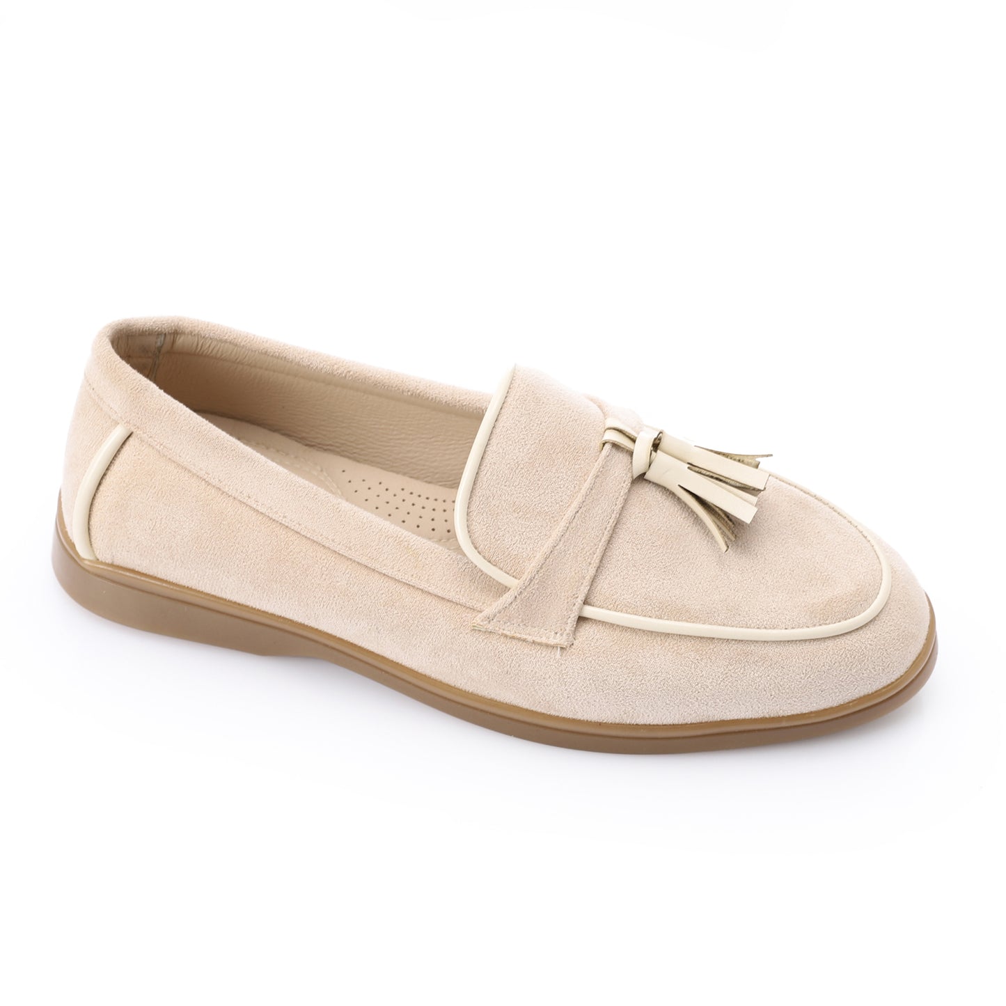 Tassel loafers in beige suede leather