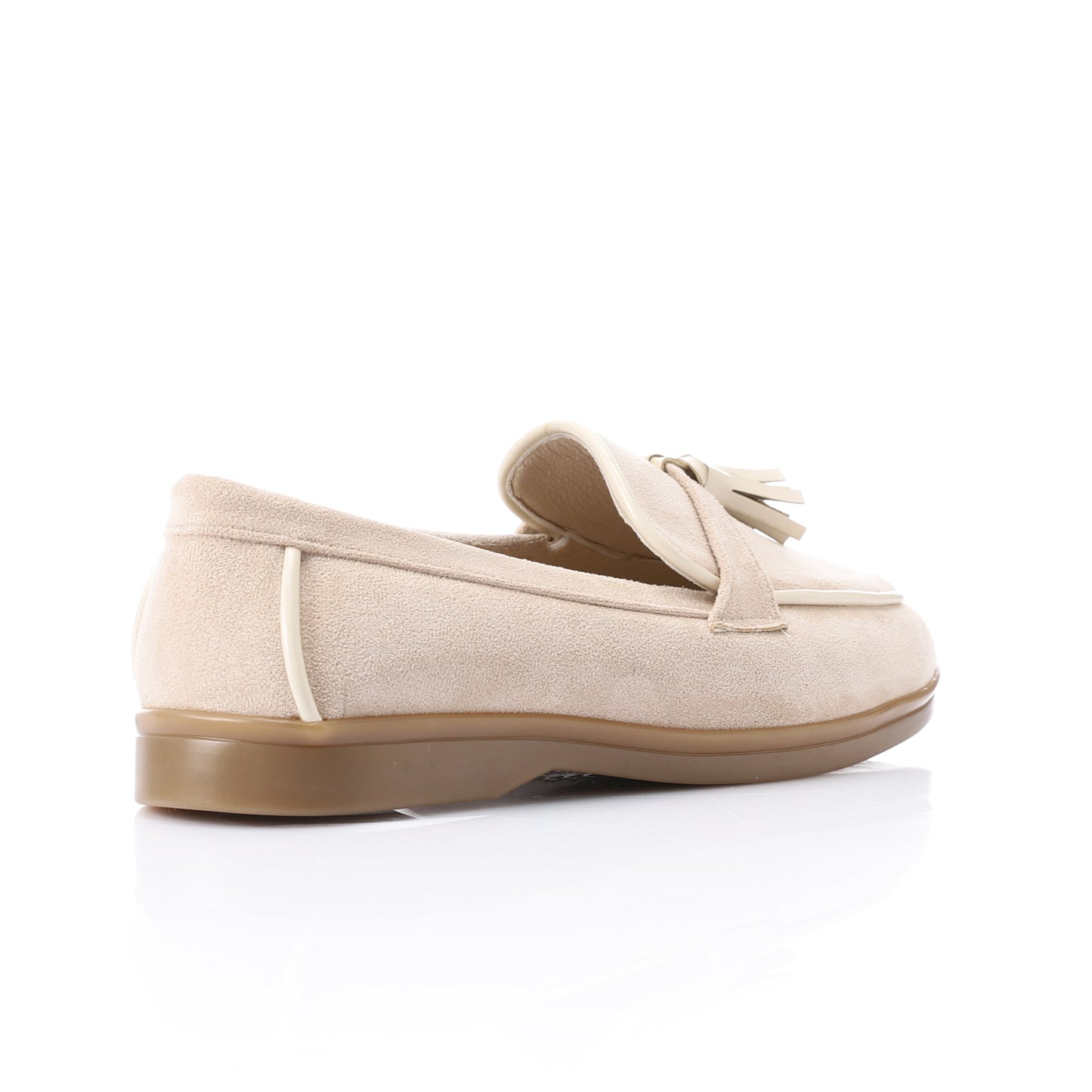 Tassel loafers in beige suede leather