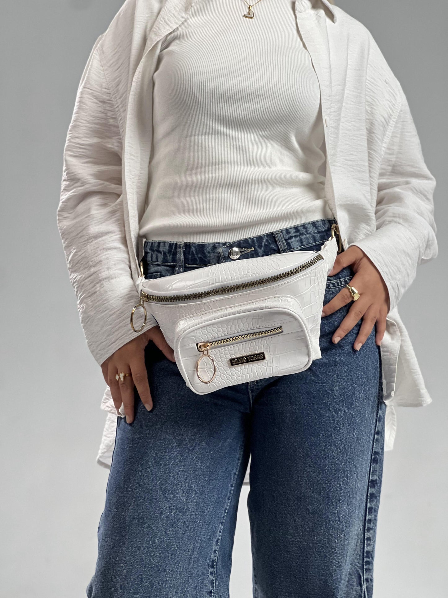 Shiny Snake Leather Super Ring Waist Bag