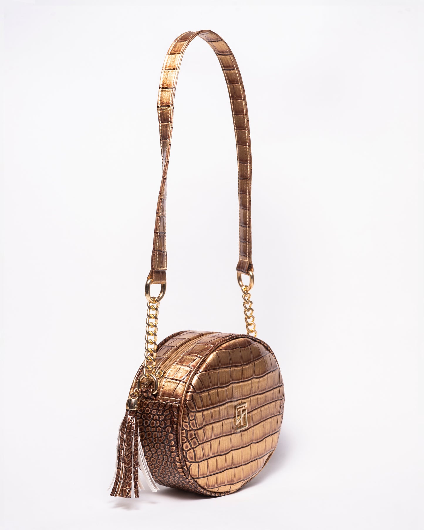 Snake Leather Round Cross Bag