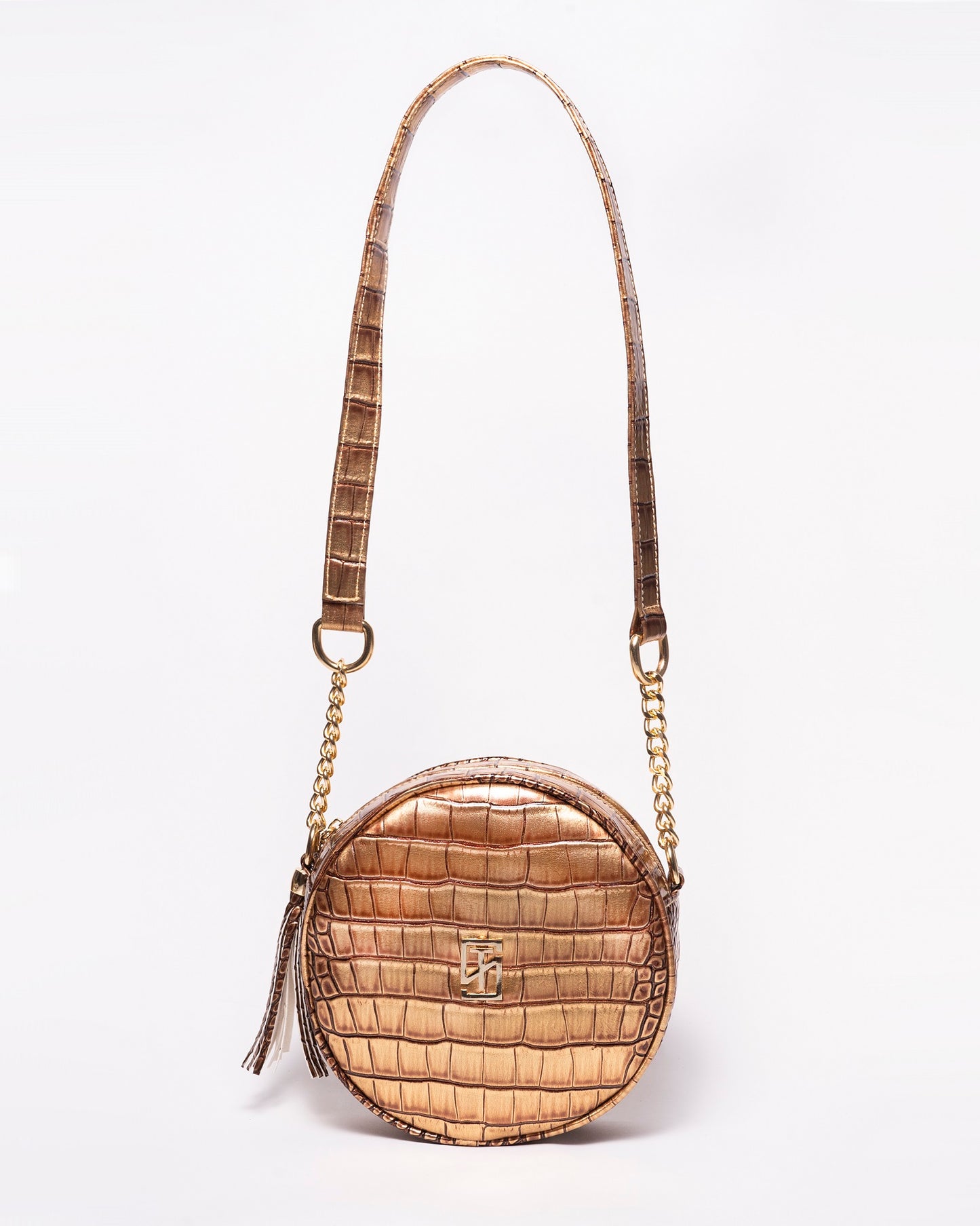 Snake Leather Round Cross Bag