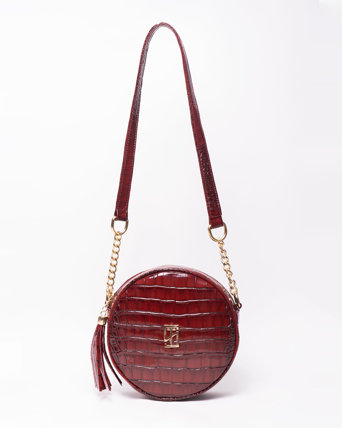 Snake Leather Round Cross Bag