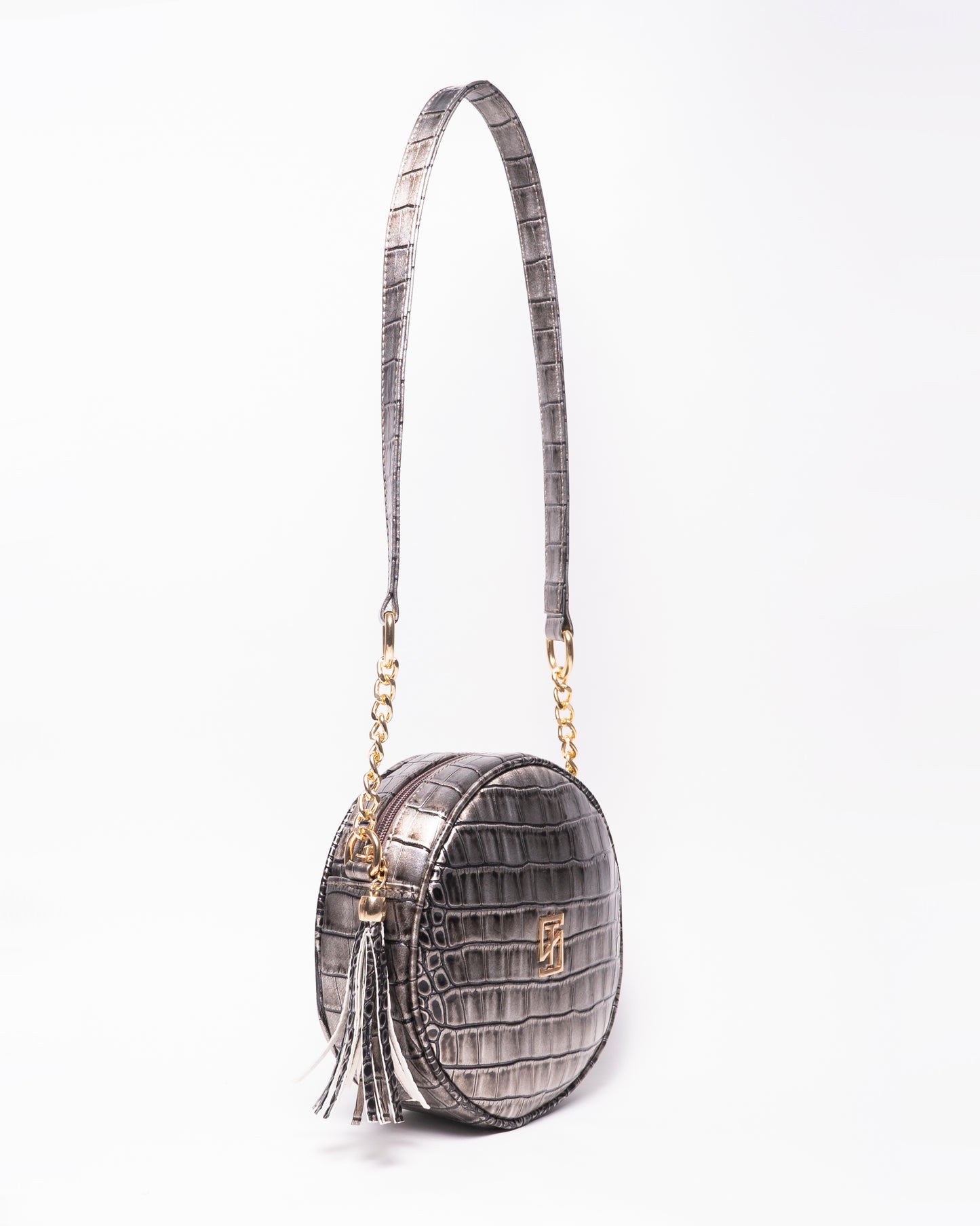 Snake Leather Round Cross Bag