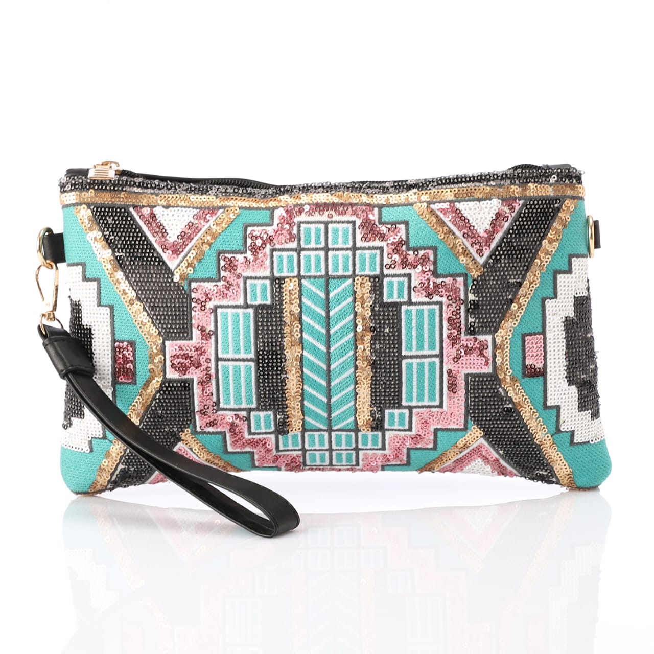 Clutch bag with studs