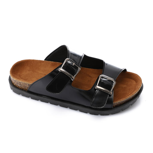 Shinny Black Birko Sandal