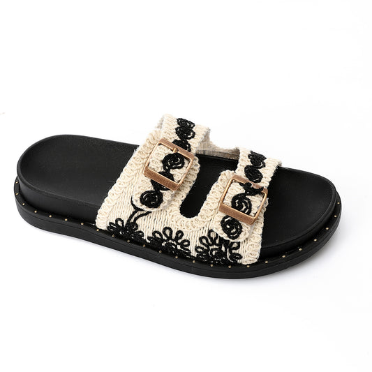 Wide Fit Fallon crochet sandals