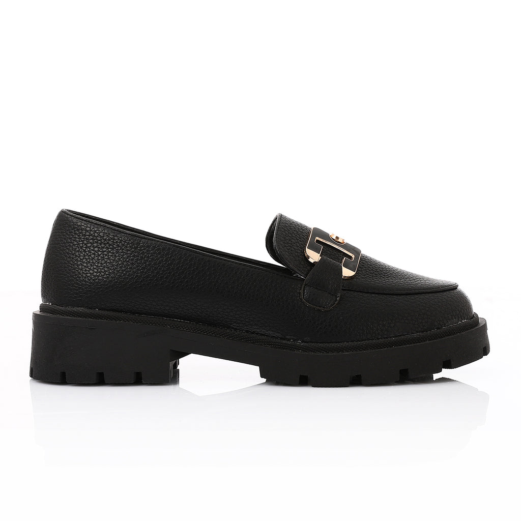 Topshop Cooper leather loafer with gold trim