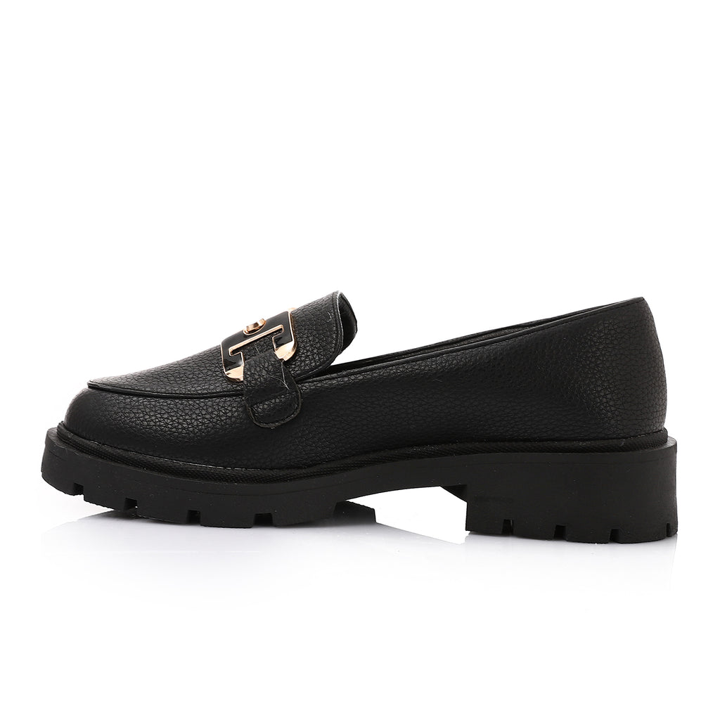 Topshop Cooper leather loafer with gold trim