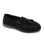 Tassel loafers in black suede leather