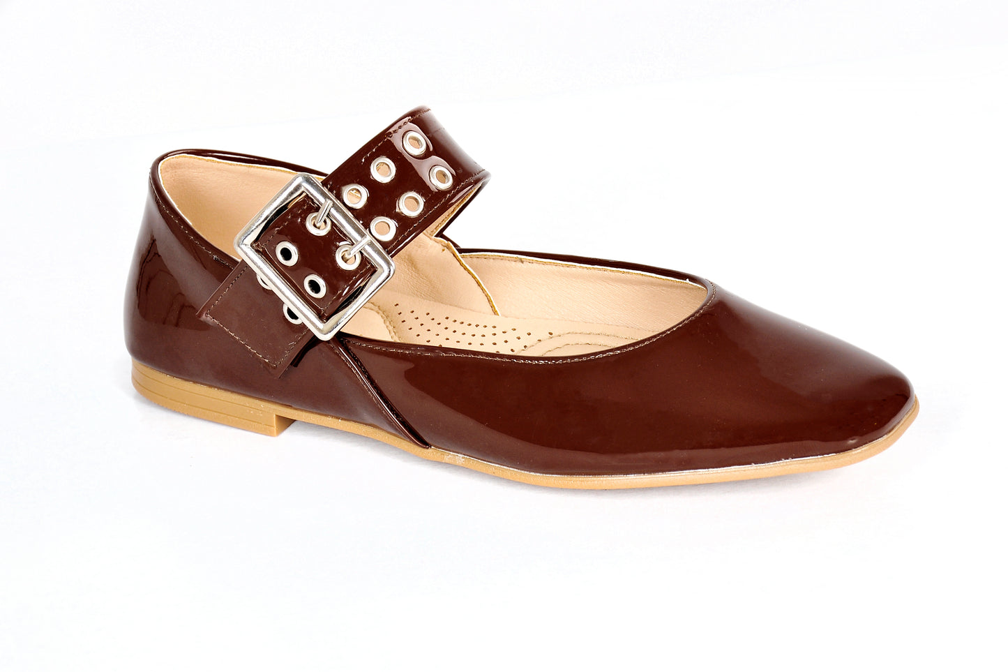 Buckled Patent Leather Mary Jane Flats