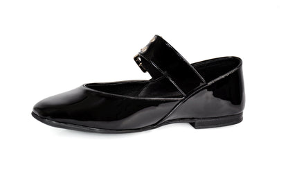 Buckled Patent Leather Mary Jane Flats