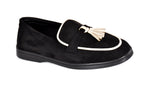 Tassel loafers in black suede leather