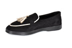 Tassel loafers in black suede leather