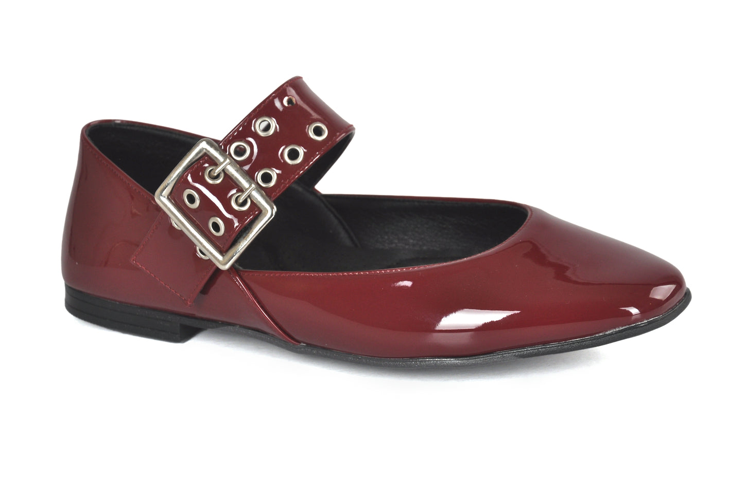 Buckled Patent Leather Mary Jane Flats