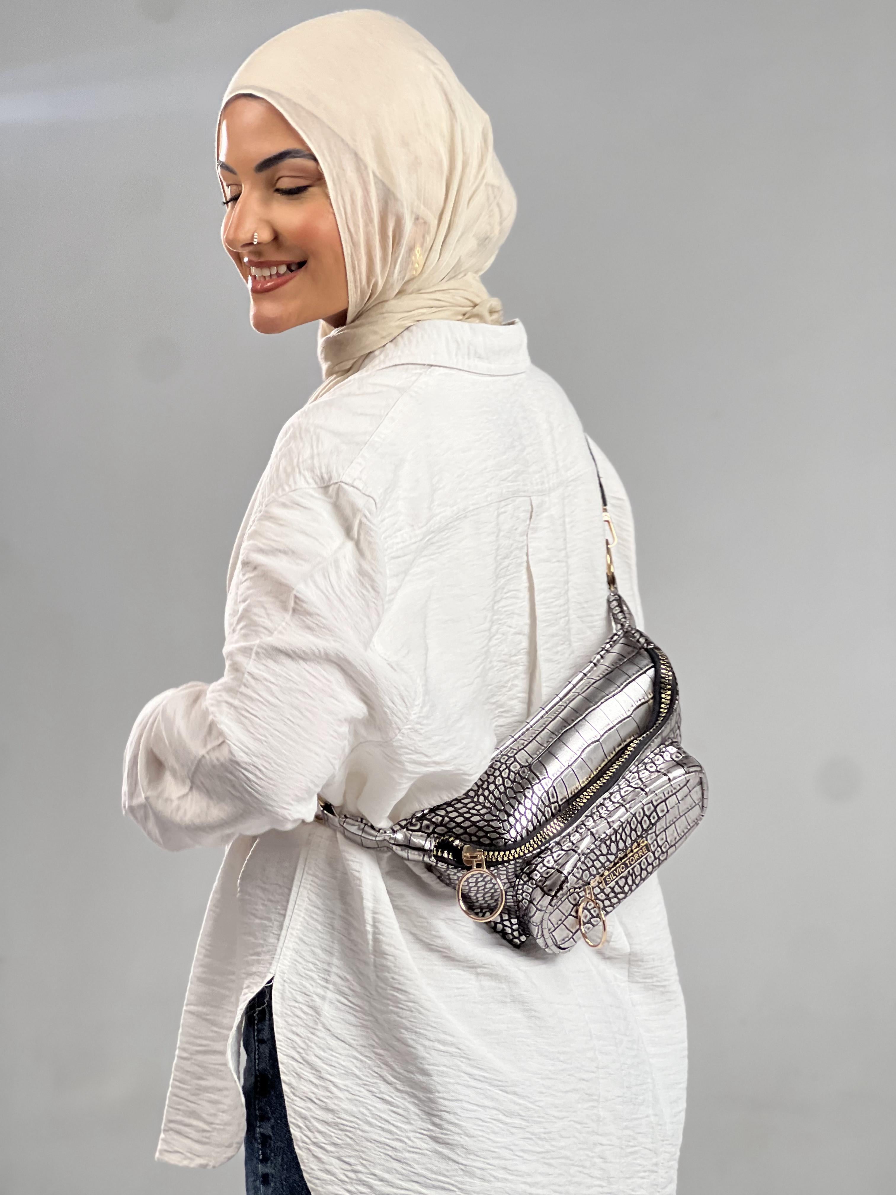 Shiny Snake Leather Super Ring Waist Bag