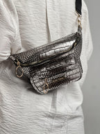 Shiny Snake Leather Super Ring Waist Bag