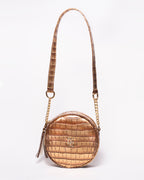 Snake Leather Round Cross Bag