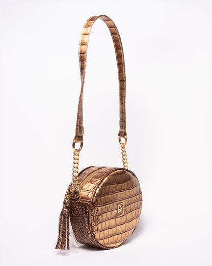 Snake Leather Round Cross Bag