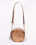 Snake Leather Round Cross Bag