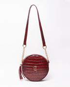 Snake Leather Round Cross Bag