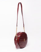 Snake Leather Round Cross Bag