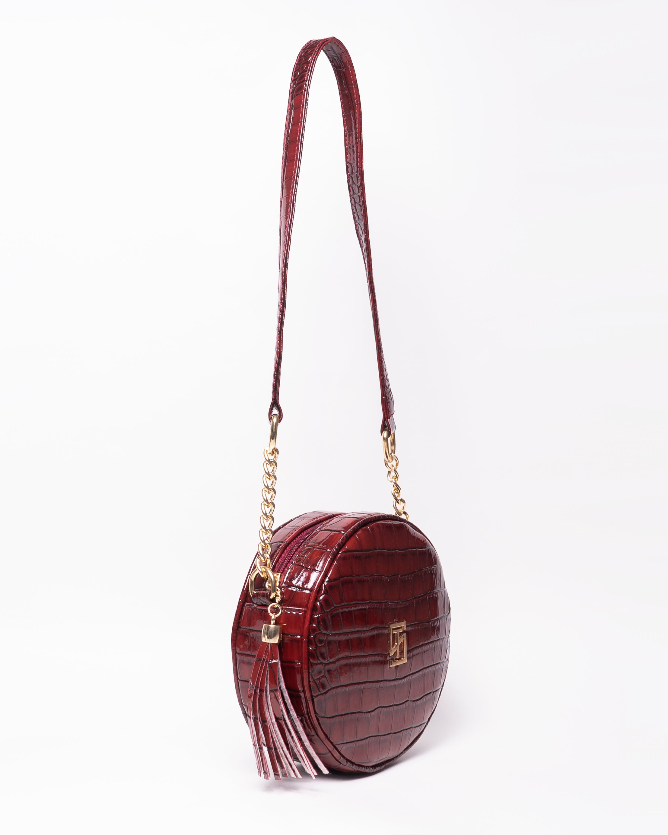 Snake Leather Round Cross Bag