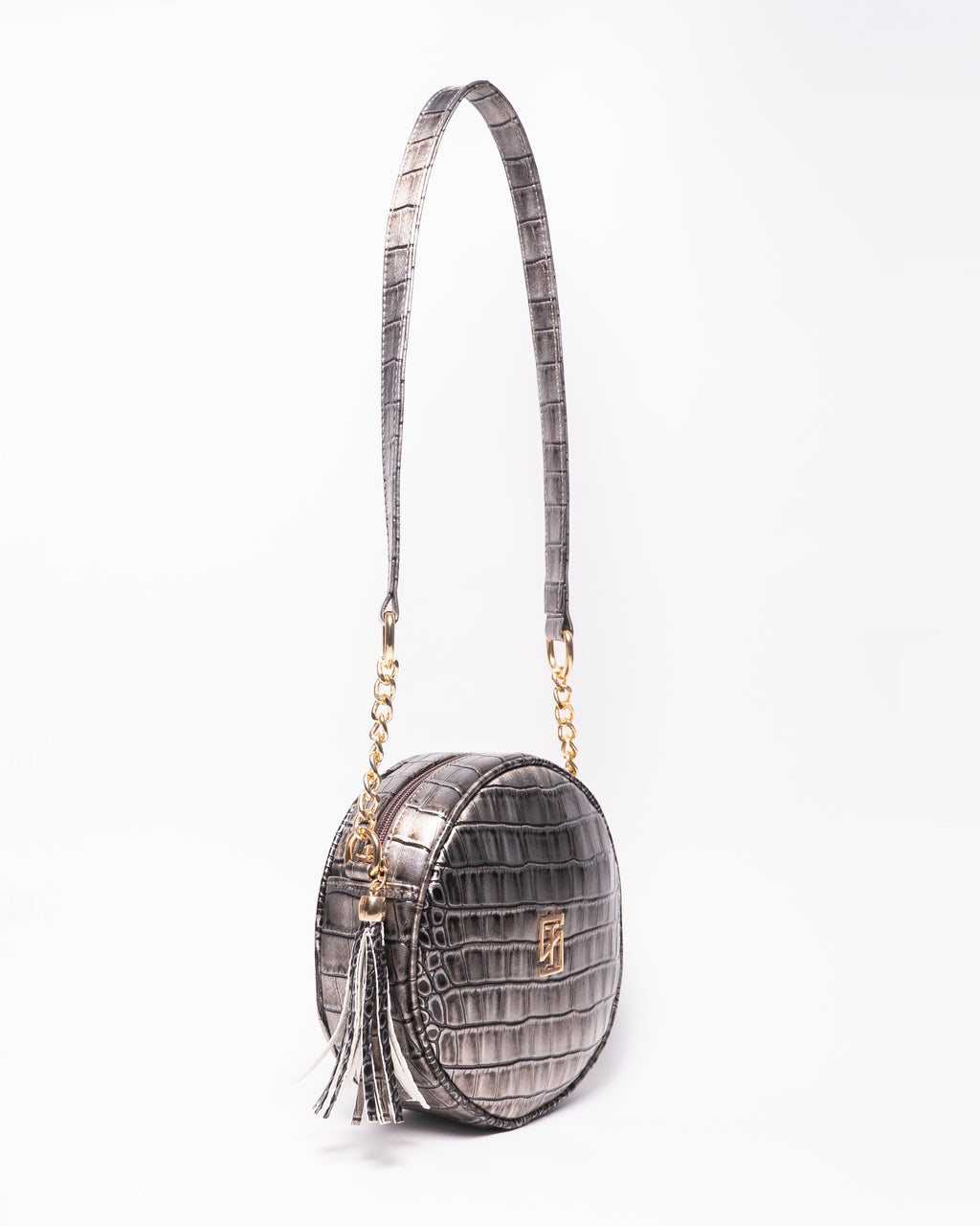 Snake Leather Round Cross Bag