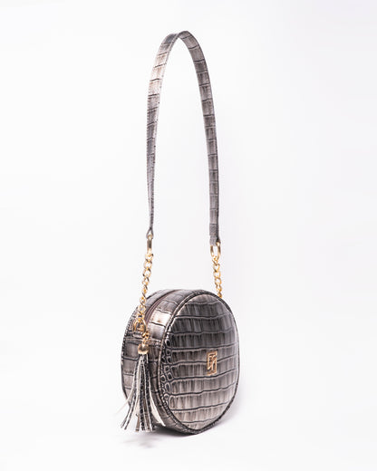 Snake Leather Round Cross Bag