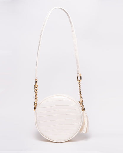 Snake Leather Round Cross Bag