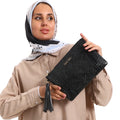 Shiny Crocodile Skin Leather Clutch